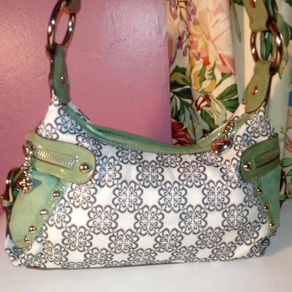 Kathy Van Zeeland Bags Kathy Van Zeeland Green And White Floral
